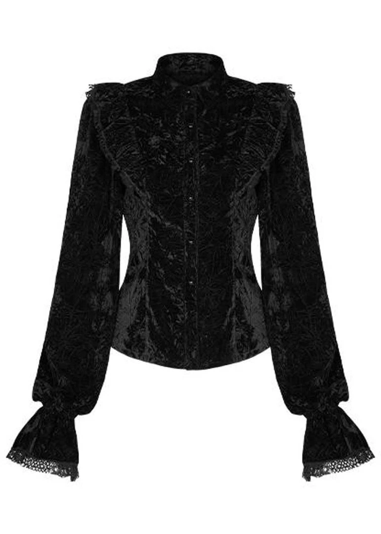 Punk Rave Luxuria Velvet Blouse Black New In