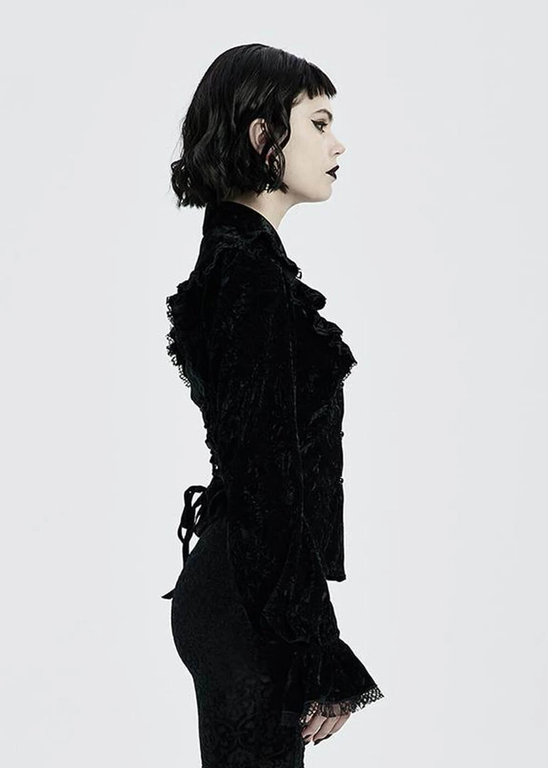 Punk Rave Luxuria Velvet Blouse Black New In