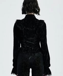 Punk Rave Luxuria Velvet Blouse Black New In