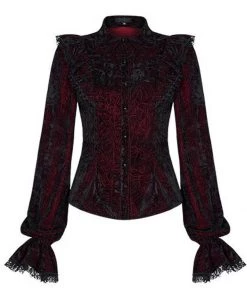 New In Punk Rave Luxuria Velvet Blouse Red