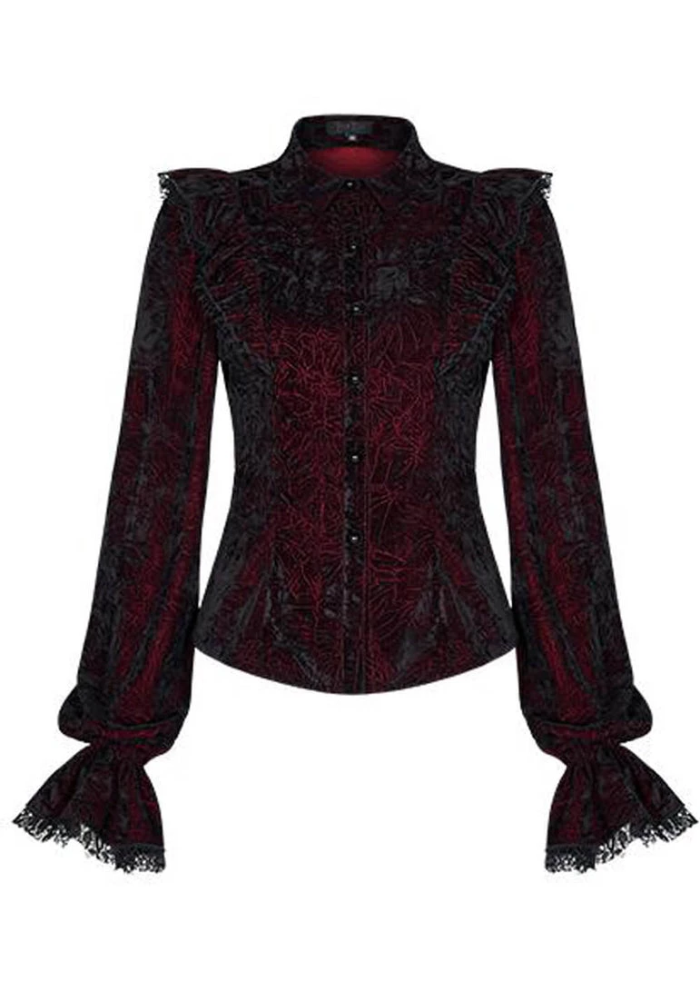New In Punk Rave Luxuria Velvet Blouse Red