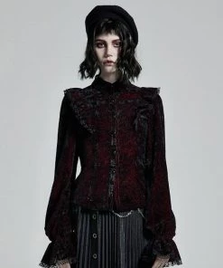 New In Punk Rave Luxuria Velvet Blouse Red