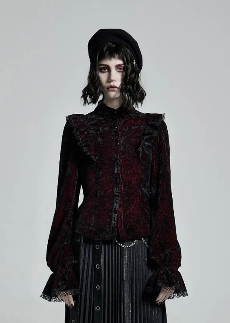 New In Punk Rave Luxuria Velvet Blouse Red