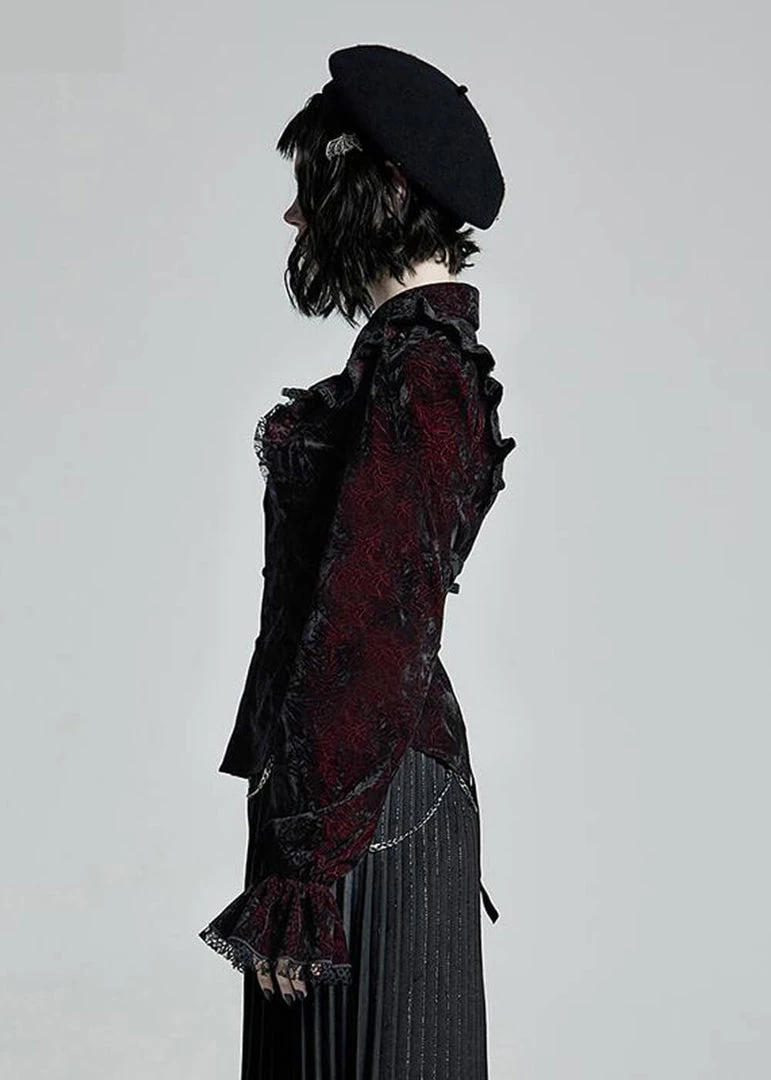 New In Punk Rave Luxuria Velvet Blouse Red