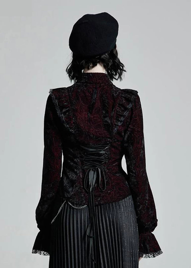 New In Punk Rave Luxuria Velvet Blouse Red