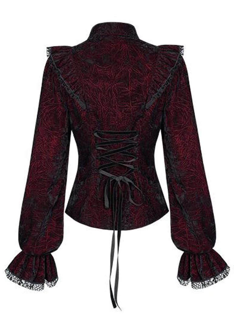 New In Punk Rave Luxuria Velvet Blouse Red