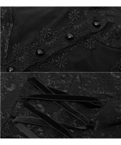 Punk Rave Seductive Shoulder Lace Top Black