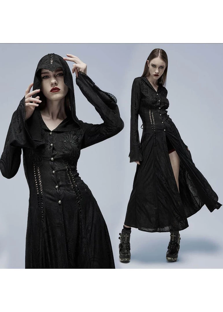 New In Punk Rave Sense Of Mystery Dress Coat Black