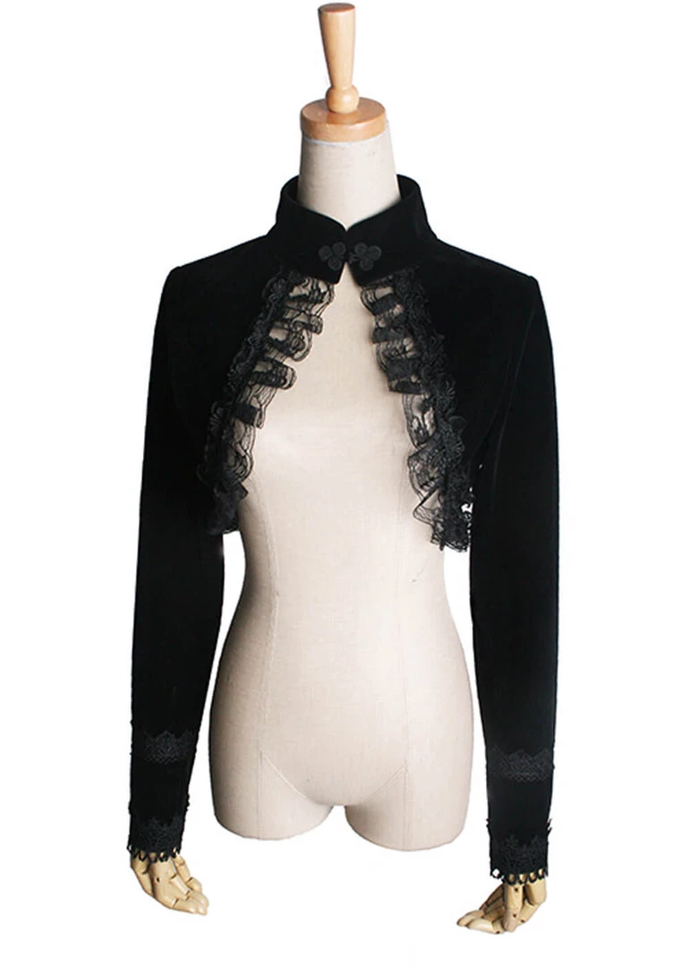 New In Punk Rave Romantic Velvet Bolero Black
