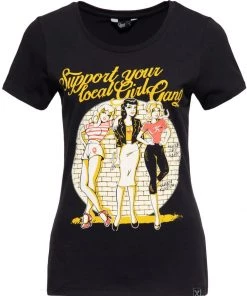 New In Queen Kerosin Girl Gang 50's Girlie T-Shirt Black
