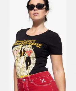 New In Queen Kerosin Girl Gang 50's Girlie T-Shirt Black