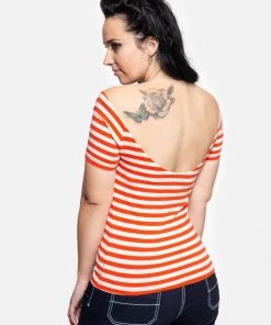 Queen Kerosin Vavavoom Stripe 50's Top Red White New In