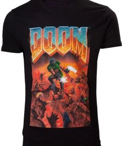 New In Retro Games Mens Doom Classic Boxart T-Shirt Black