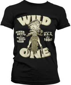 Retro Movies Betty Boop MC Club Girly T-Shirt Black New In