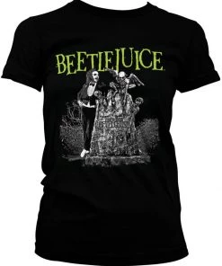 Retro Movies Beetlejuice Headstone Girly T-Shirt Black