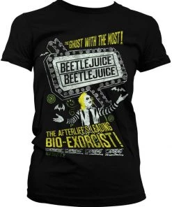 Retro Movies Beetlejuice Bio-Exorcist Girly T-Shirt Black New In
