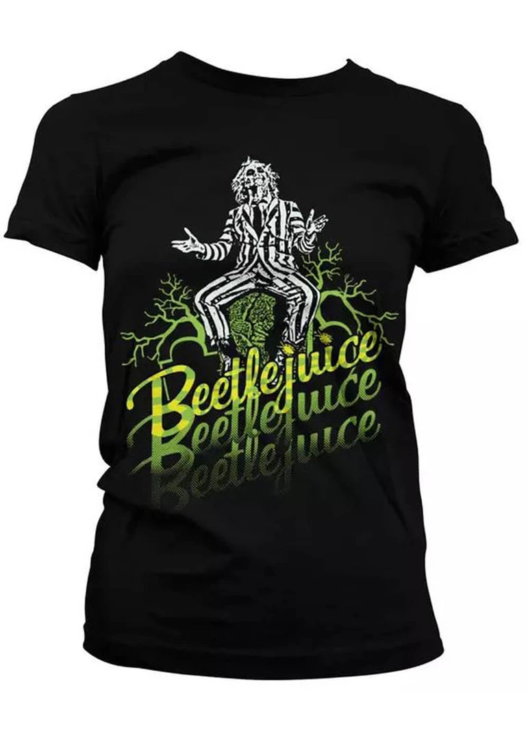 New In Retro Movies Beetlejuice Girly T-Shirt Black