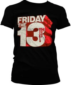 Retro Movies Friday The 13th Logo Girly T-Shirt Black