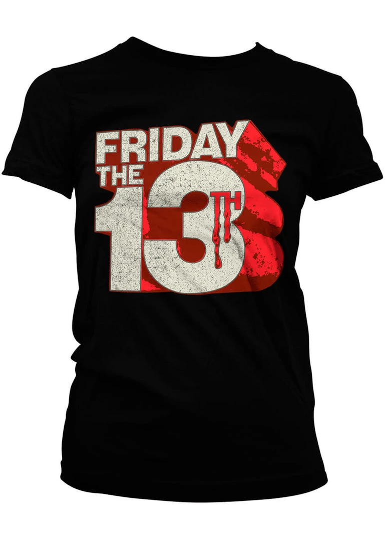 Retro Movies Friday The 13th Logo Girly T-Shirt Black