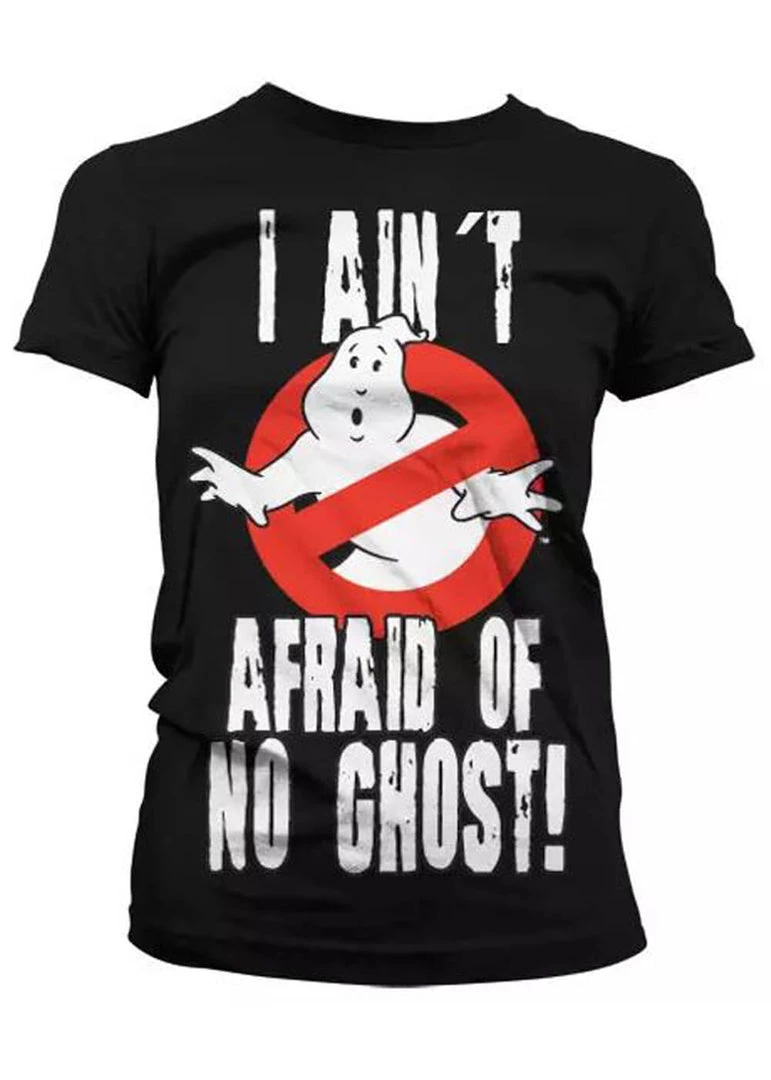 Retro Movies Ghostbusters I Ain't Afraid Girly T-Shirt Black New In