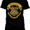 New In Retro Movies Harry Potter Hogwarts Crest Girly T-Shirt Black