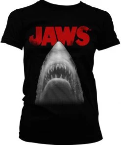 Retro Movies Jaws Poster Girly T-Shirt Black