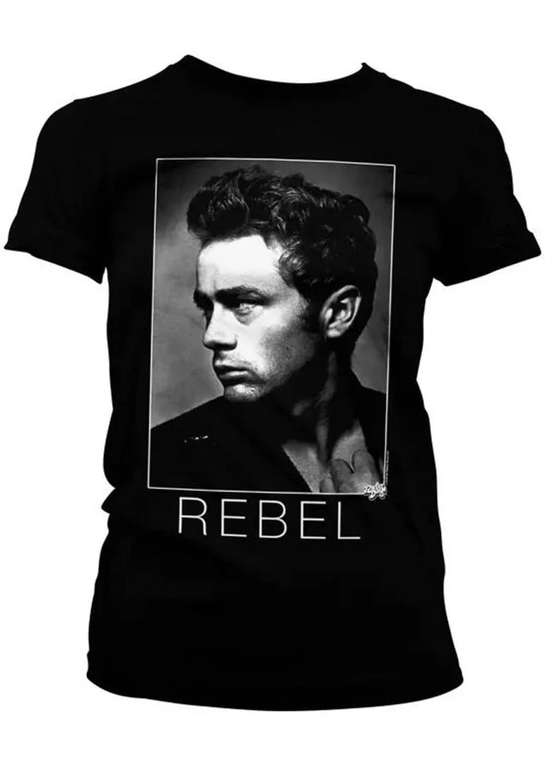 Retro Movies James Dean Rebel Girly T-Shirt Black New In