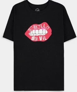 Retro Movies Disney Cruella Lips T-Shirt Black