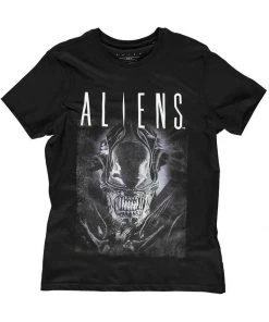 Retro Movies Mens Aliens Say Cheese T-Shirt Black