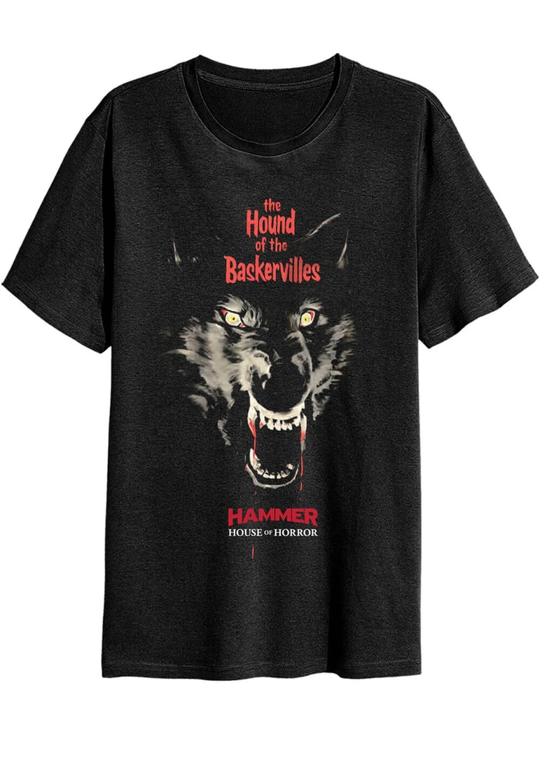 New In Retro Movies Hammer Horror Hound Of Baskervilles T-Shirt Black