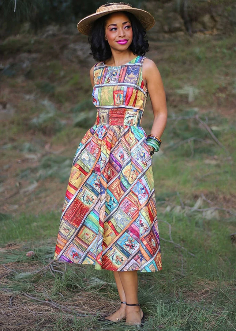 Retrolicious Fairytales Midi 50's Swing Dress Multi New In