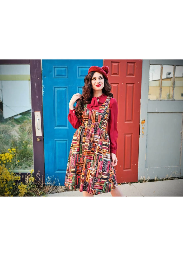 Retrolicious Don't Judge A Book 40's Dress Multi New In