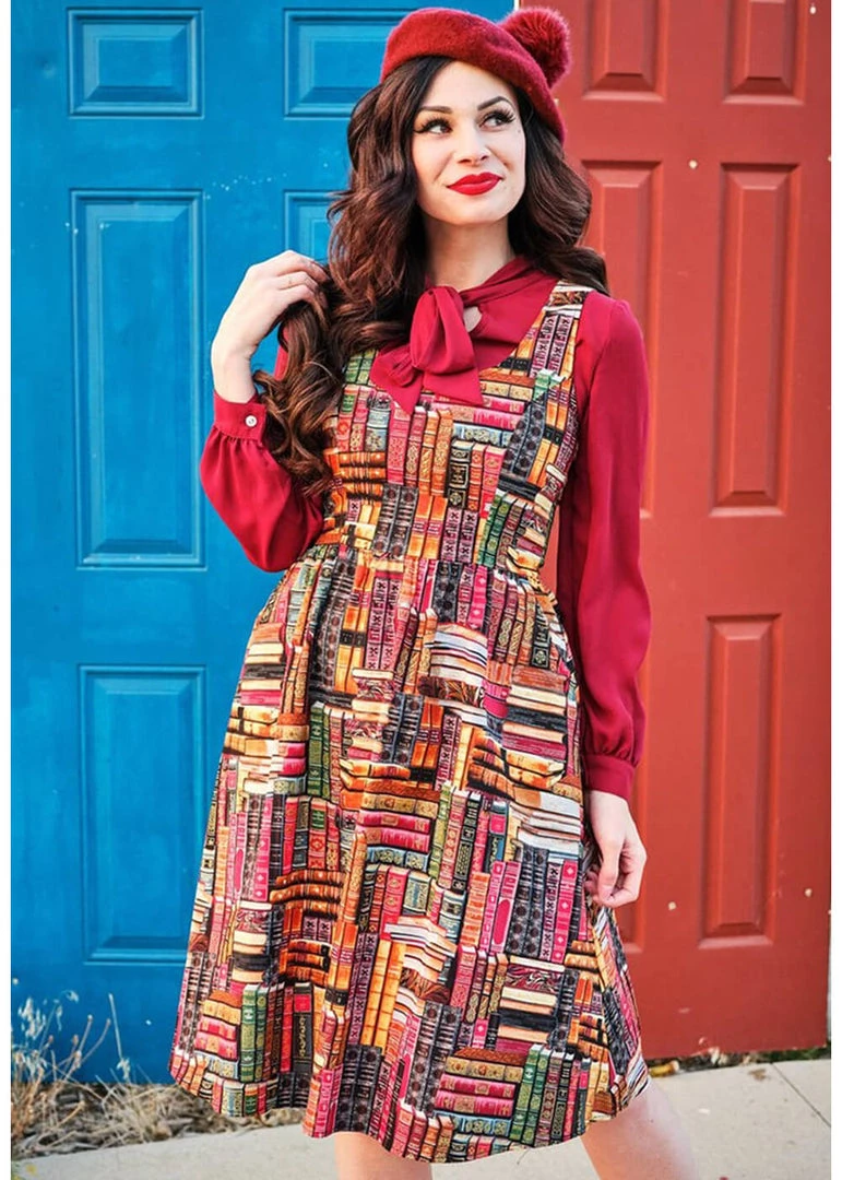 Retrolicious Don't Judge A Book 40's Dress Multi New In