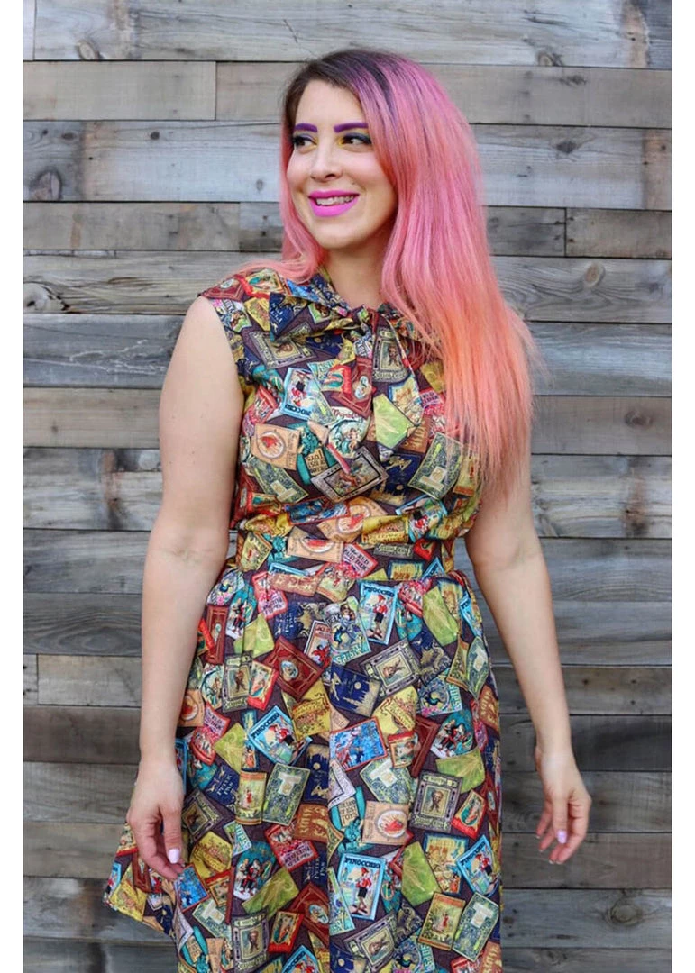 Retrolicious Bow Fairytale Books 40's Top Multicolour