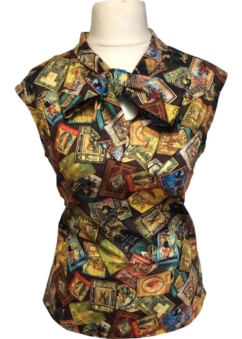 Retrolicious Bow Fairytale Books 40's Top Multicolour
