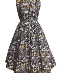 New In Retrolicious Majestic Midi 50's Swing Dress Multi