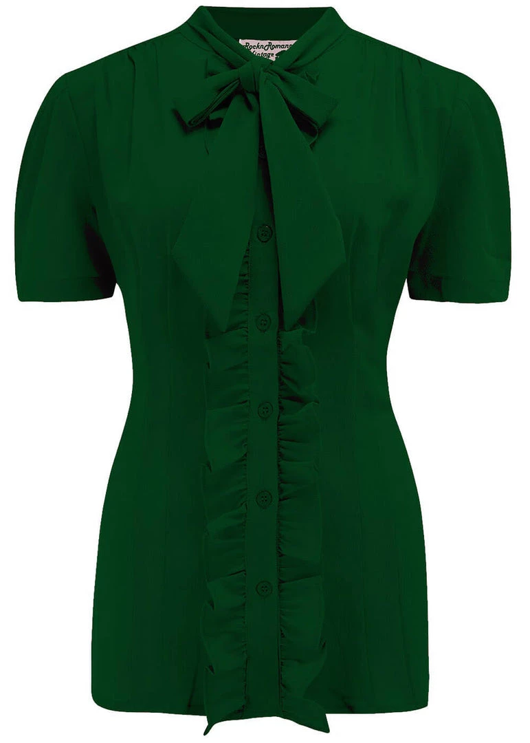 New In Rock N Romance Betsy 40's Blouse Green