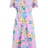 New In Rock N Romance Charlene Hawaiian 40's A-Line Dress Pink