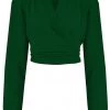 Rock N Romance Darla Long Sleeve 40's Wrap Blouse Green