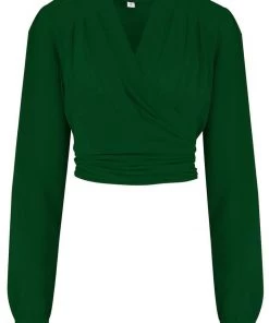 Rock N Romance Darla Long Sleeve 40's Wrap Blouse Green