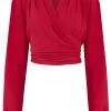 New In Rock N Romance Darla Long Sleeve 40's Wrap Blouse Red