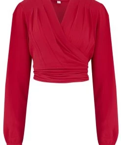 New In Rock N Romance Darla Long Sleeve 40's Wrap Blouse Red