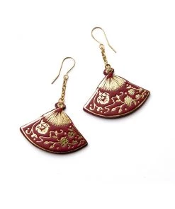 New In Rosita Bonita Fan Earrings Oxblood Red