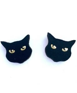 New In Rosita Bonita Little Black Cat Stud Earrings
