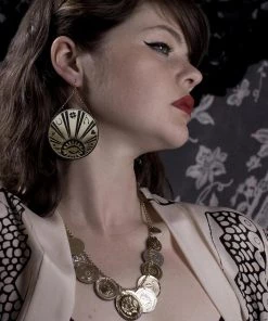 New In Rosita Bonita Lucky Medallion Earrings Gold