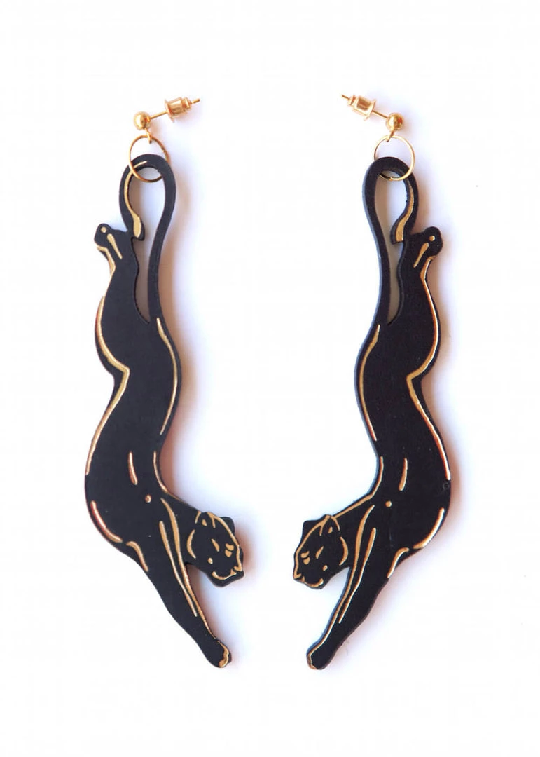 New In Rosita Bonita Pouncing Panther Earrings