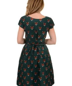 Run And Fly Counting Fox Heads 50's Dress New In