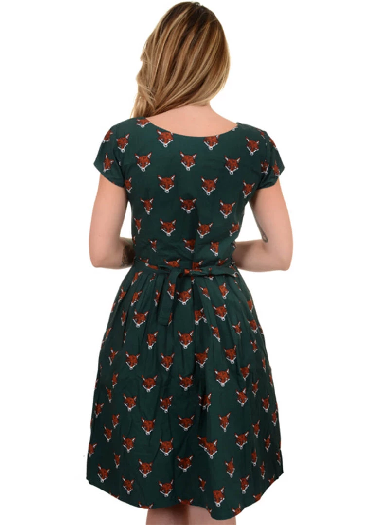 Run And Fly Counting Fox Heads 50's Dress New In