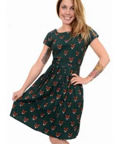 Run And Fly Counting Fox Heads 50's Dress New In