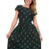 Run And Fly Counting Fox Heads 50's Dress New In